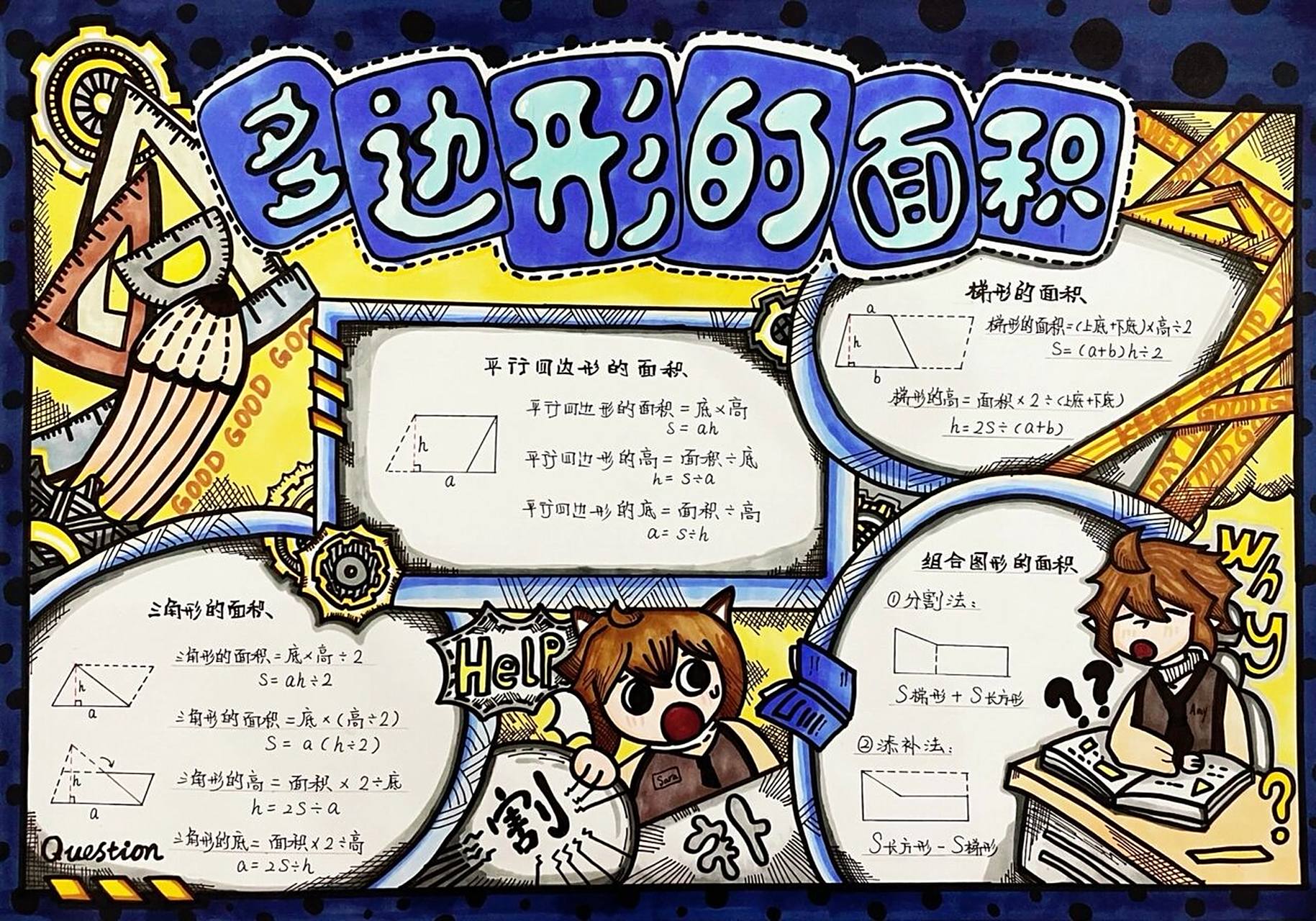 手抄报|数学小报 多边形的面积 数学手抄报之多边形的面积 五年级上册