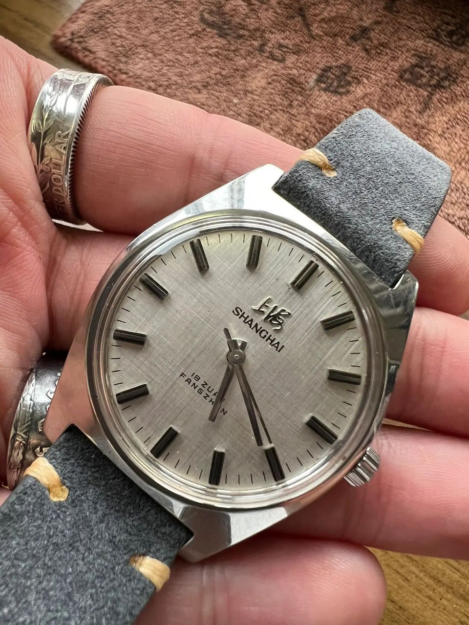 上海手表7120特殊布纹表盘
