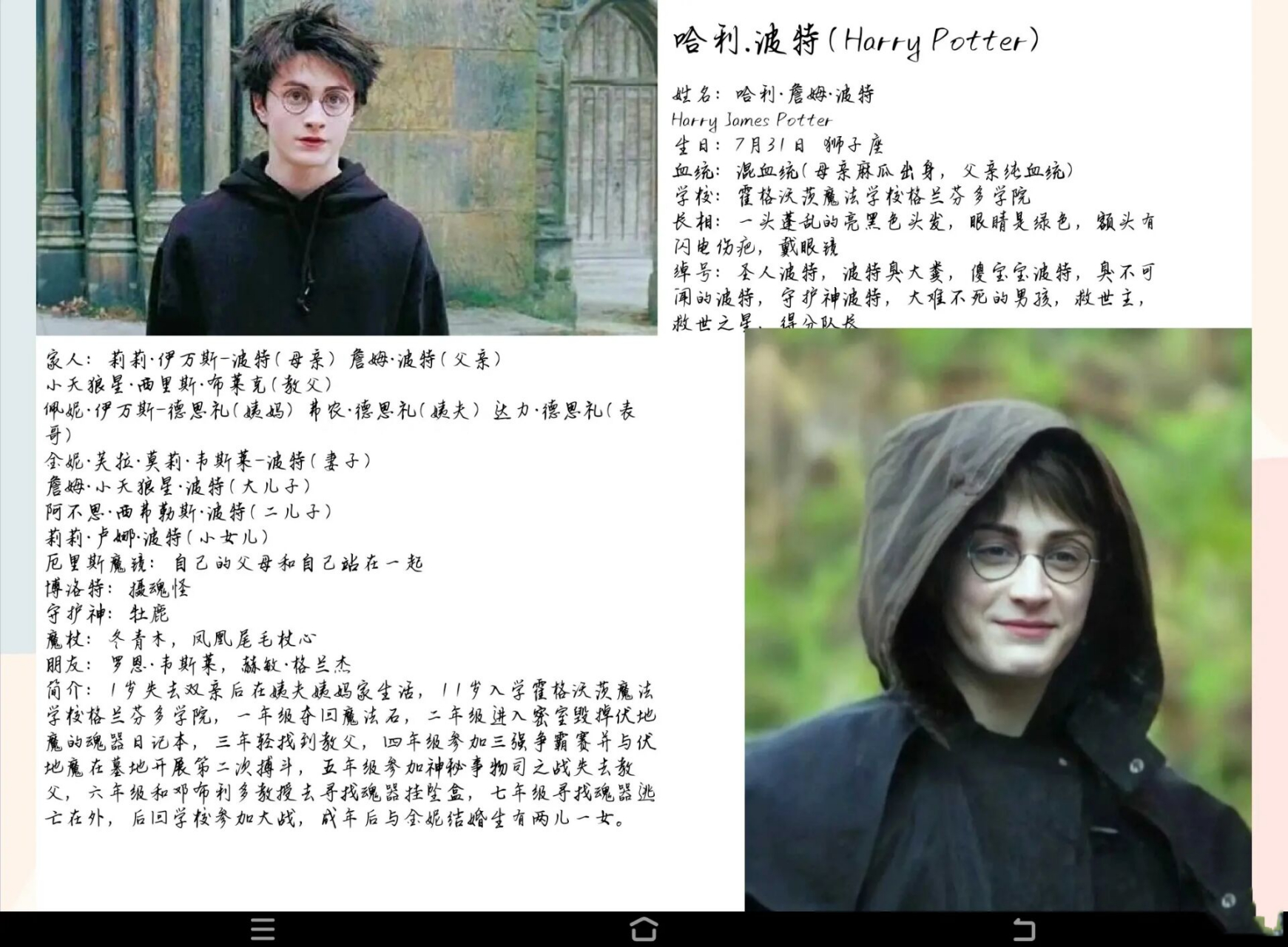 《哈利·波特》人物资料 姓名:哈利·詹姆·波特 (harry james potter