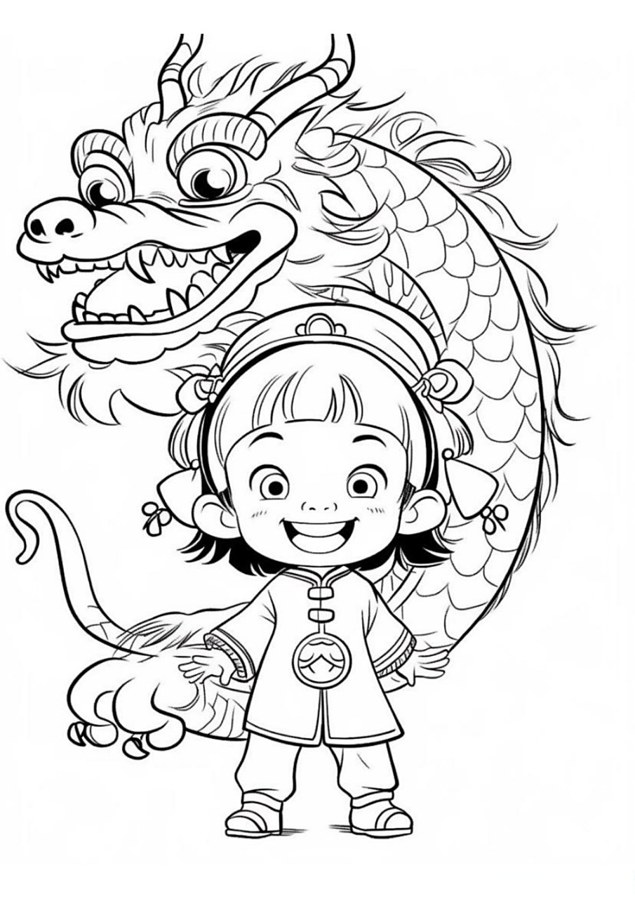 手抄报超话  龙年年画线稿 #馒头老师一年级资料##馒头老师二年级资料