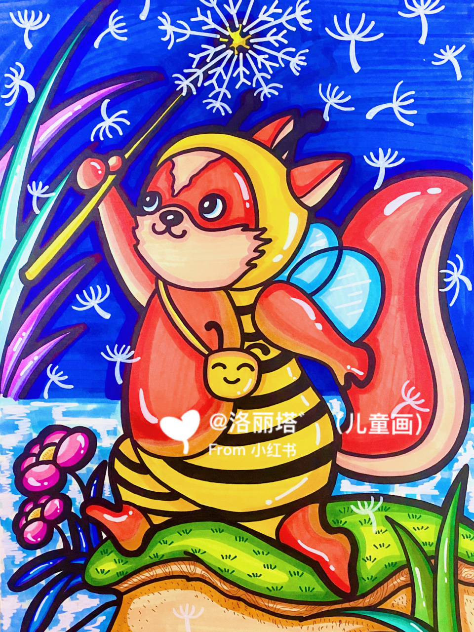 原创儿童画 《小松鼠有一个梦想》 原创马克笔儿童画 马克笔:touch