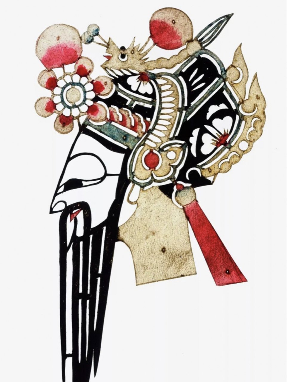 指的是皮影"影人"的头部,是可以与"影身"分开,合成的