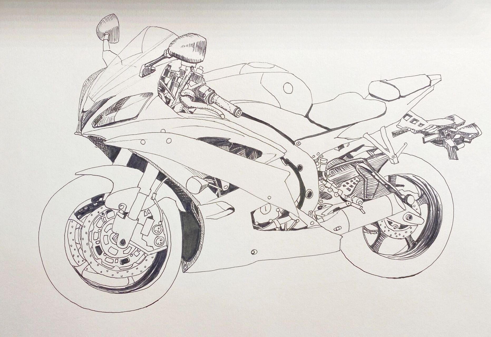 摩托车写生线描 摩托车写生线描步骤: 1,图片准备 先找一些高清的摩托