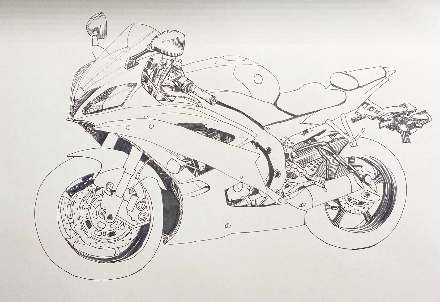 摩托车写生线描 摩托车写生线描步骤: 1,图片准备 先找一些高清的摩托