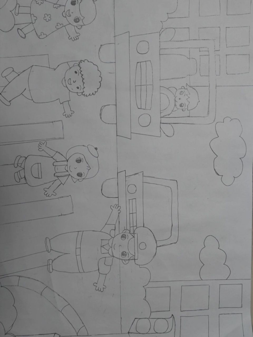 交通安全主题绘画 交通安全主题绘画  不能说和原图一模一样,应该也有