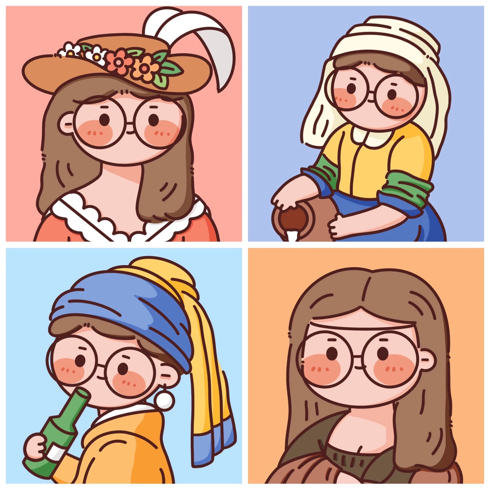 倒牛奶的女仆 3.戴珍珠耳环的少女 4.蒙娜丽莎