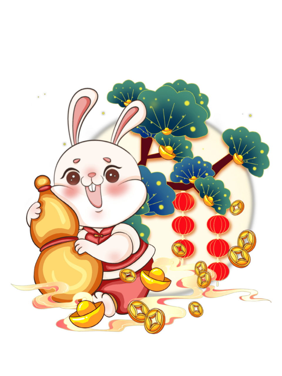 兔子插画|2023年兔年财神兔 2023年兔年财神兔又更新了哦~ 手持如意