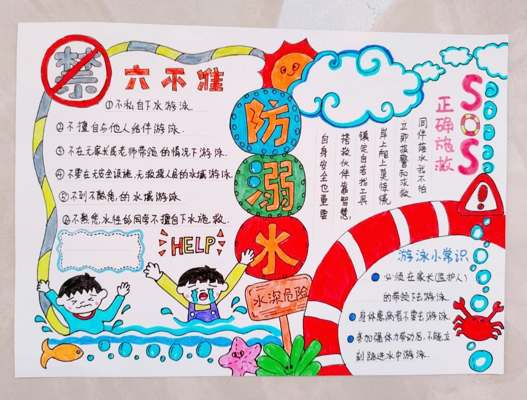 防溺水手抄报  防溺水 珍爱生命