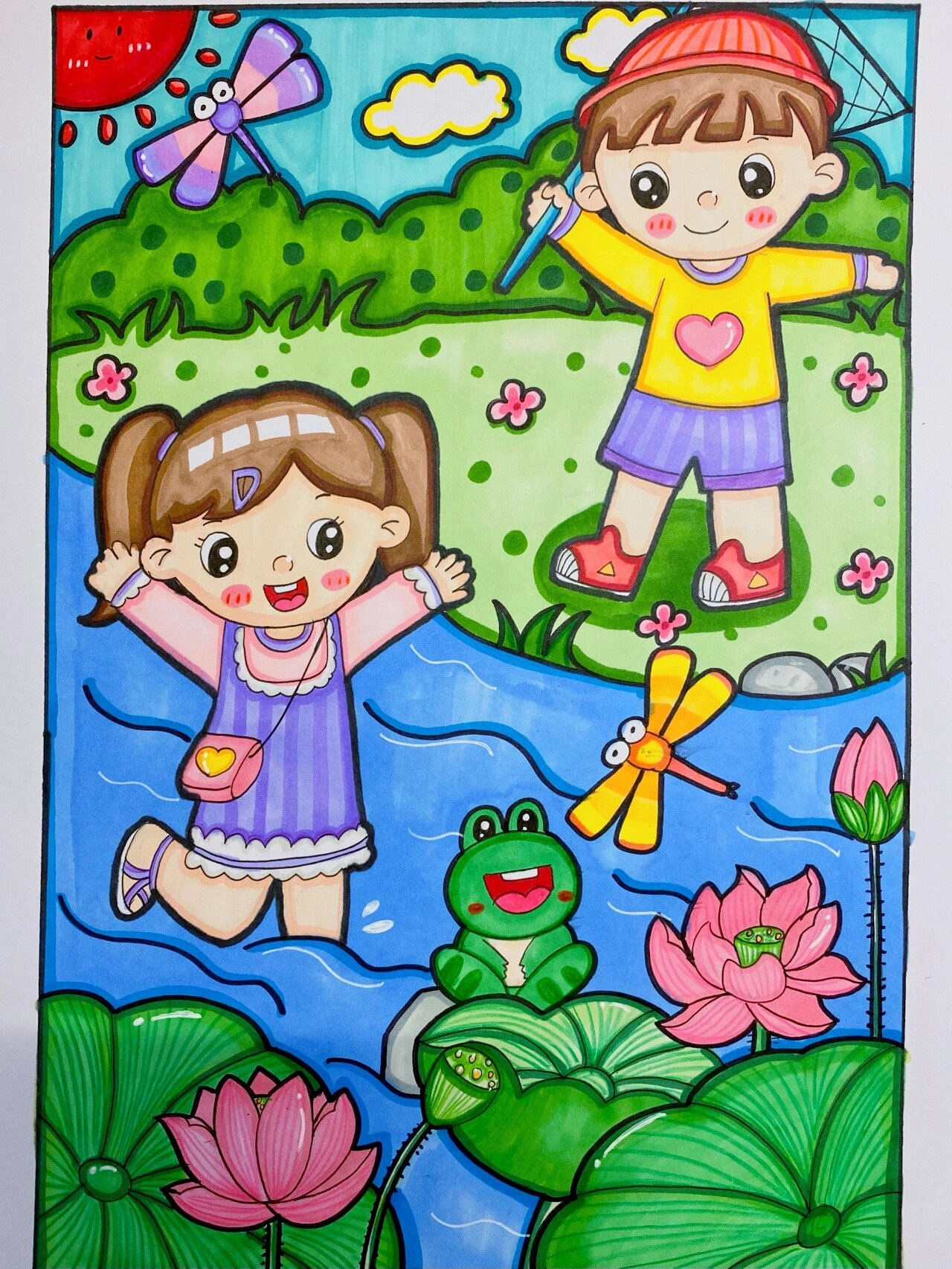 🧶儿童画/《夏天》《捉蜻蜓》