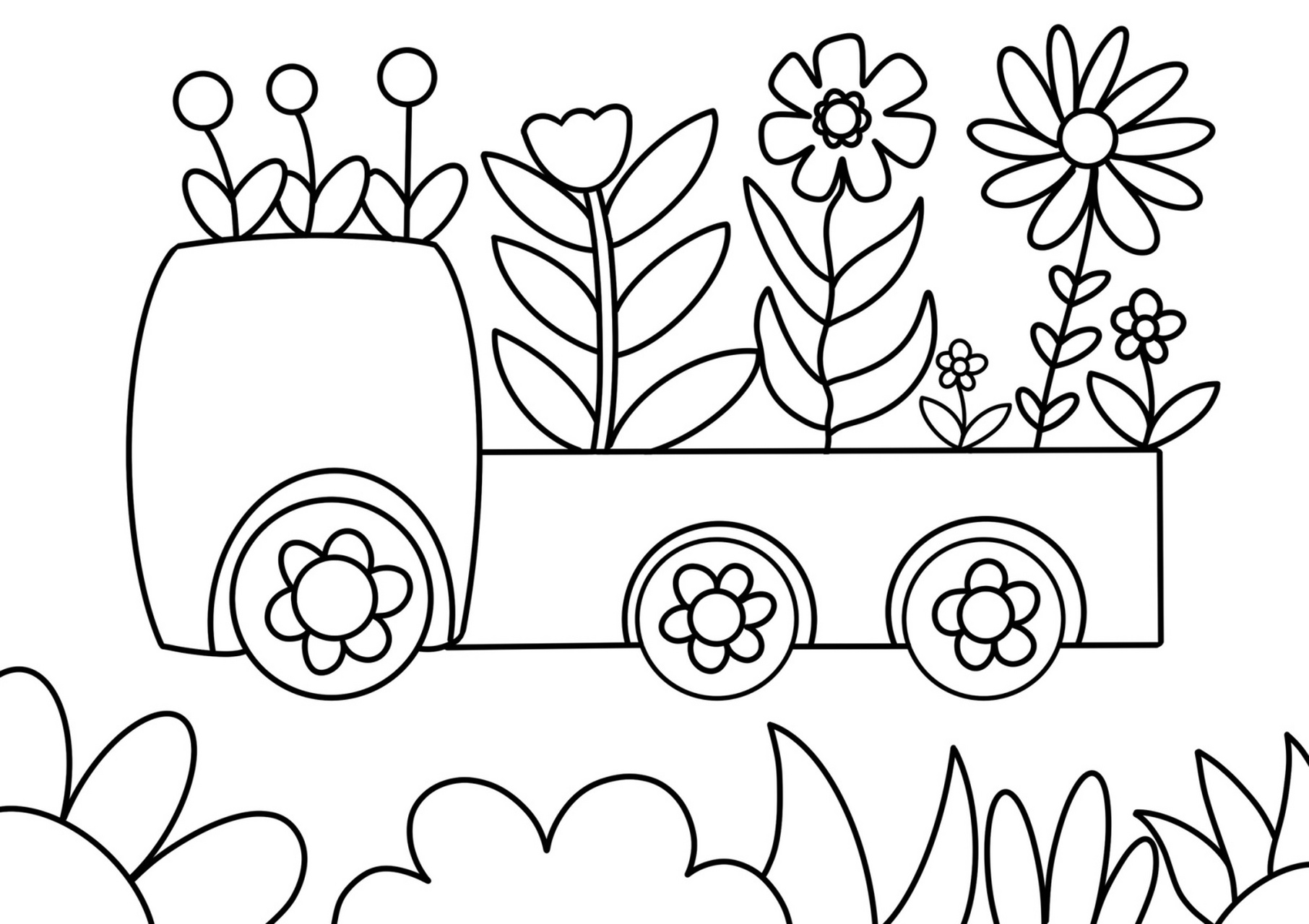 鲜花98卡车 创意画 儿童画 简笔画 #创意美术儿童画# #儿童简笔画