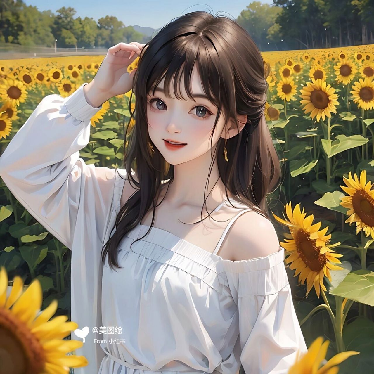 长发向日葵女孩 #好看头像# #好看的女生头像# #美女头像# #女生头像