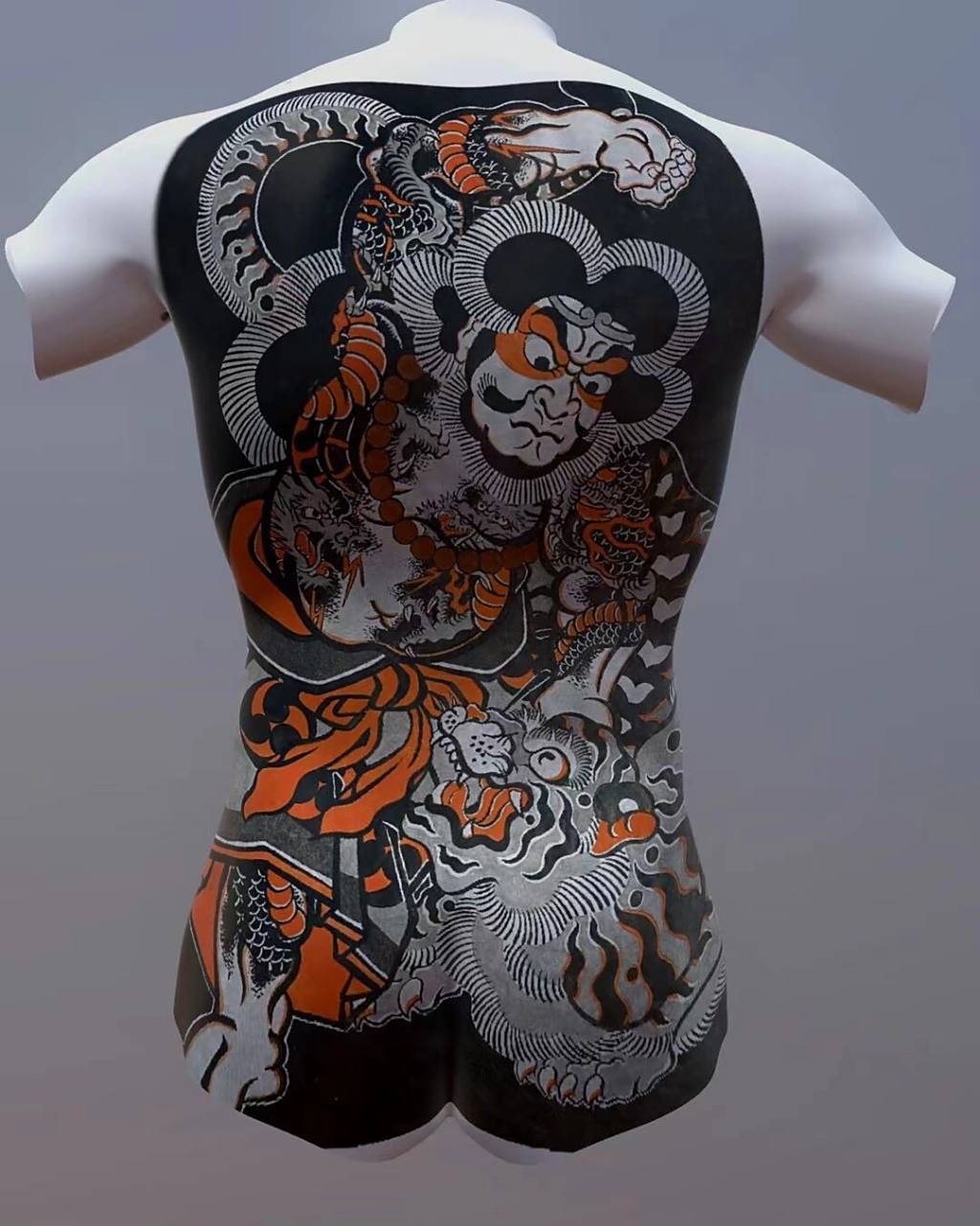 原创   日式复古老传统 武松打虎 满背 菏泽明王刺青 | 纹身刺青02