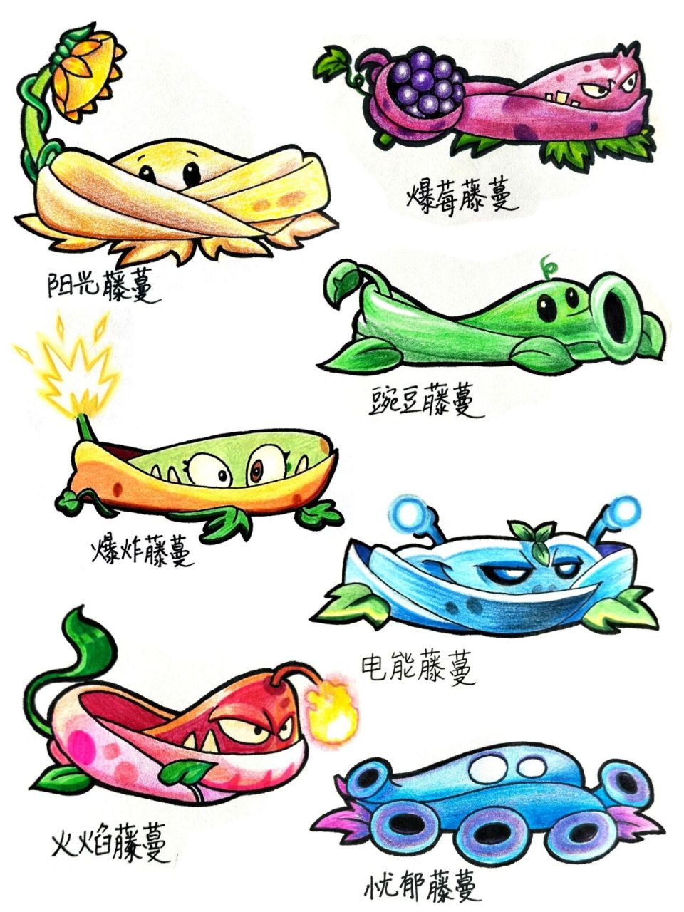 植物大战僵尸绘画 藤蔓家族