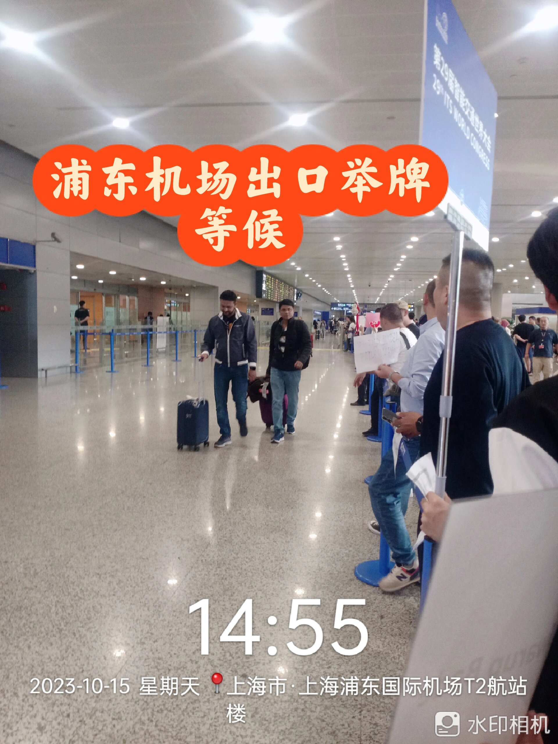 当你到达浦东机场需要这种举牌接机的方式吗 浦东机场到达出口举牌