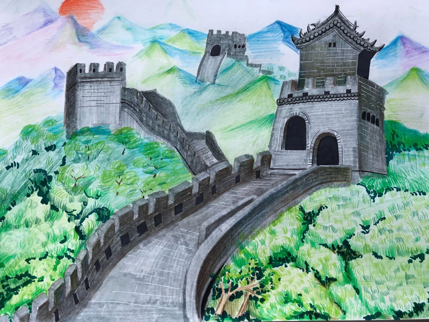 手抄报模版手抄报 手抄报素材 小学生手抄报 长城手抄报指导,原创植物