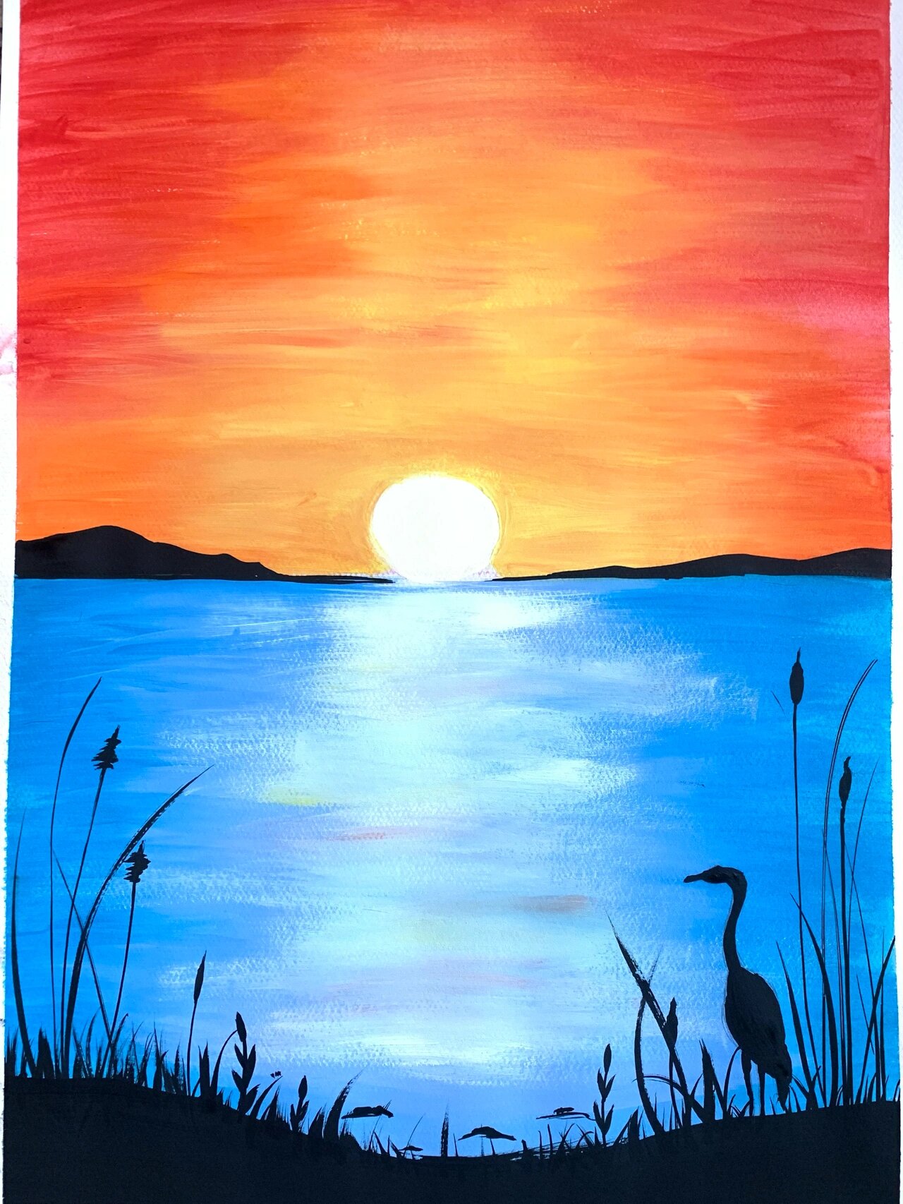 水粉画儿童画日出东方    不定期更新的放送!哈哈哈哈!