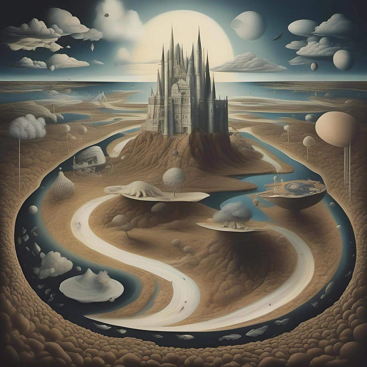 超现实主义风格城堡超现实风光摄影 独特的摄影作品 数绘抽象摄影 最