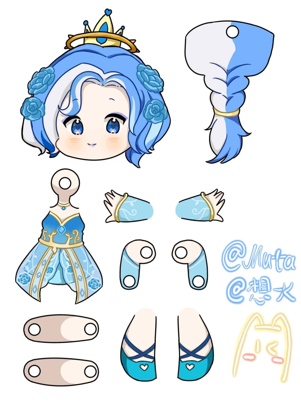 蔷薇白皇后可动纸片人图纸