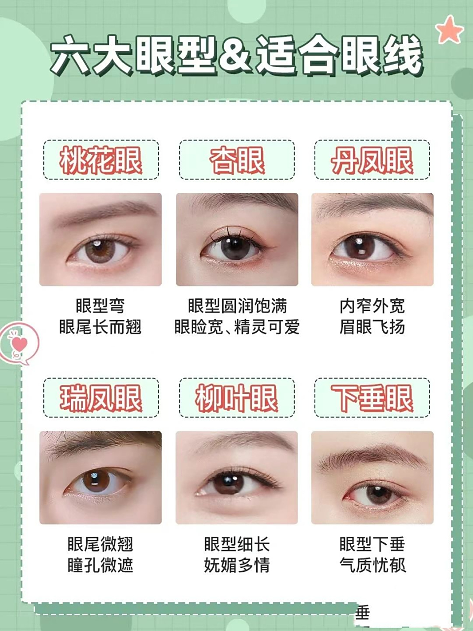 眼 特征:眼型弯,眼尾长而翘 眼线:内眼线细细勾勒,眼尾顺着眼型上扬