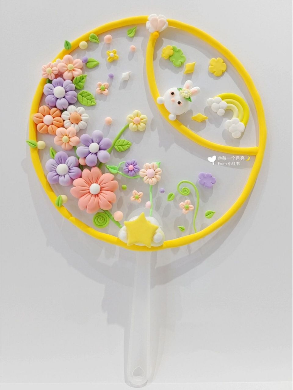 超轻粘土扇子 昨天的小兔子做好了吗扇子的图片来啦快来准备过中秋节