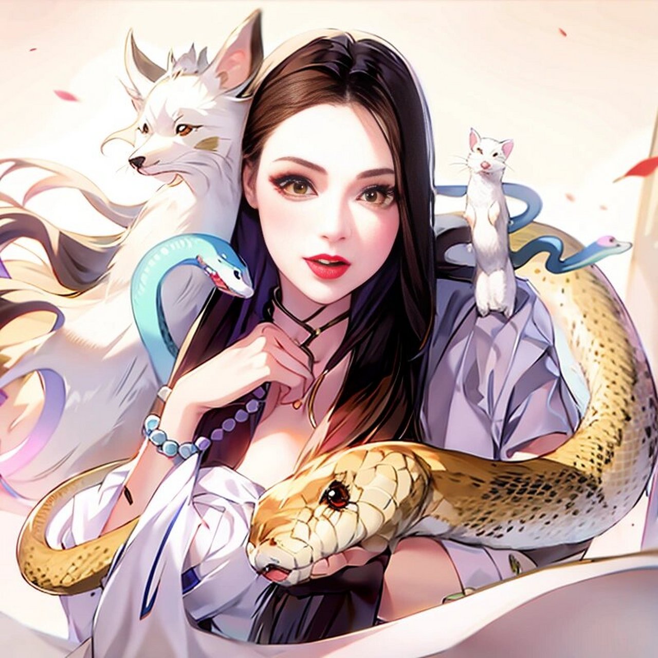 美女蛇 ai线稿转手绘,转照片