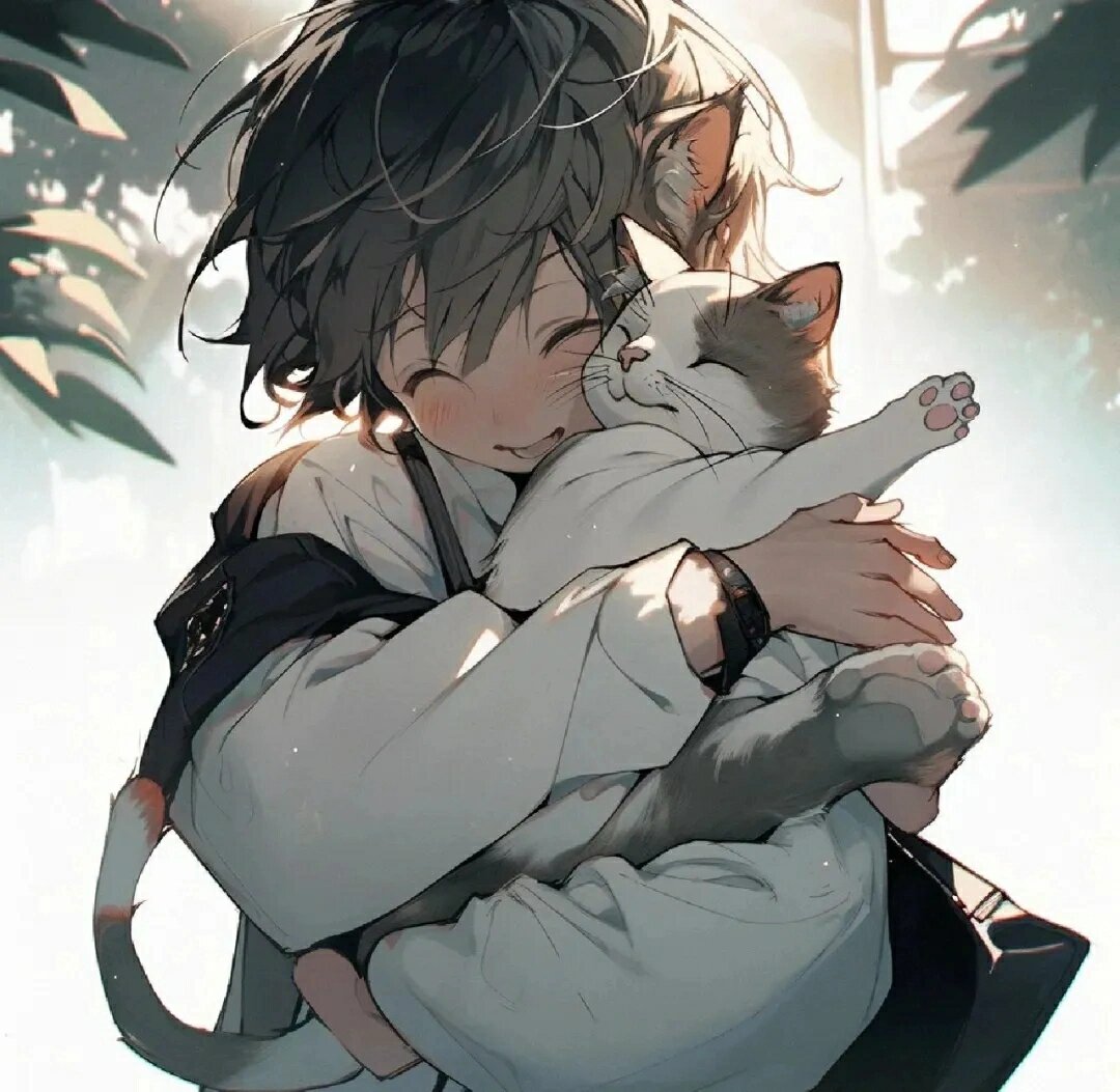 男孩抱猫头像