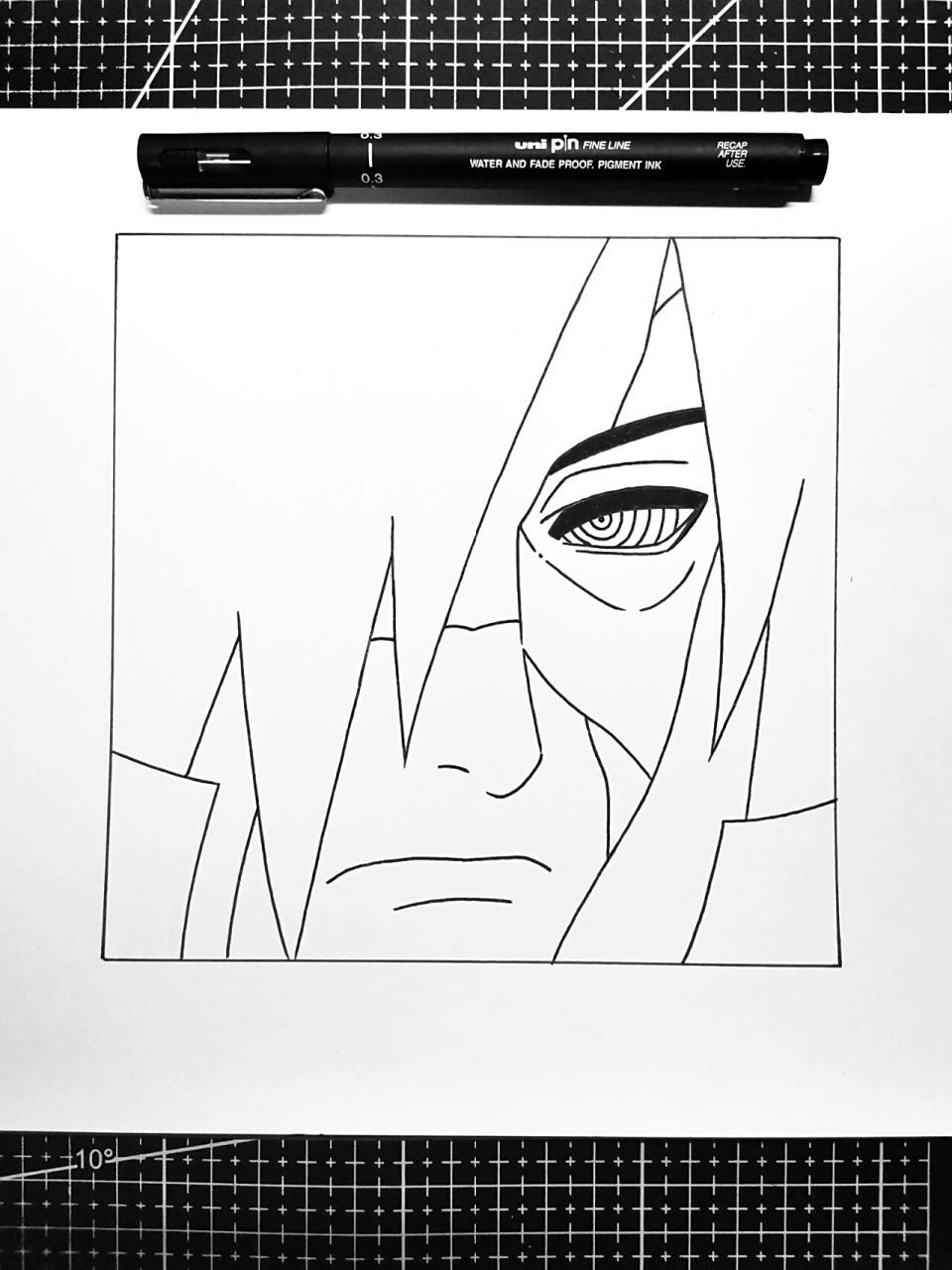 宇智波斑 线稿 73火影忍者系列动漫人物手绘～宇智波斑 73大家