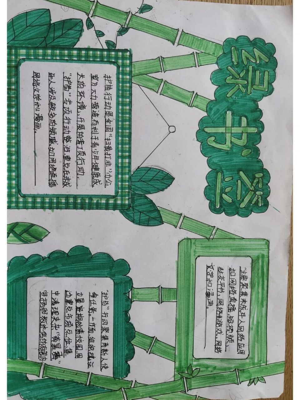 老师布置的绿书签手抄报