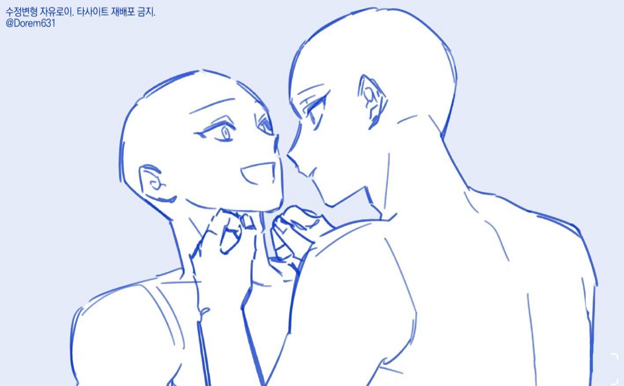 双人半身互动模板素材