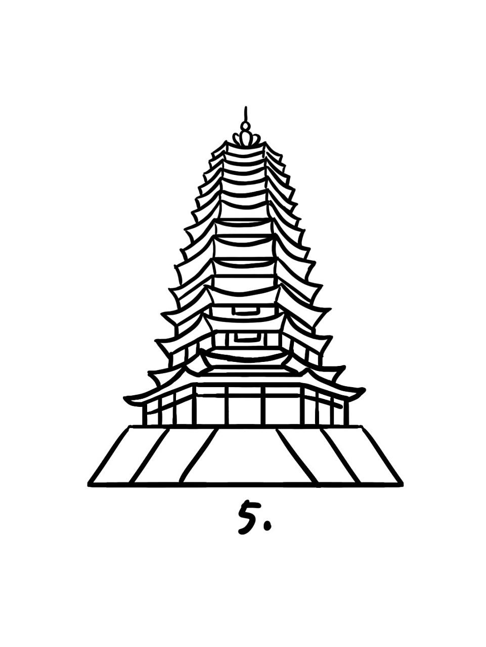 地标建筑简笔画教程60--天宁禅寺是中国重点保护寺院,始建于唐朝贞观