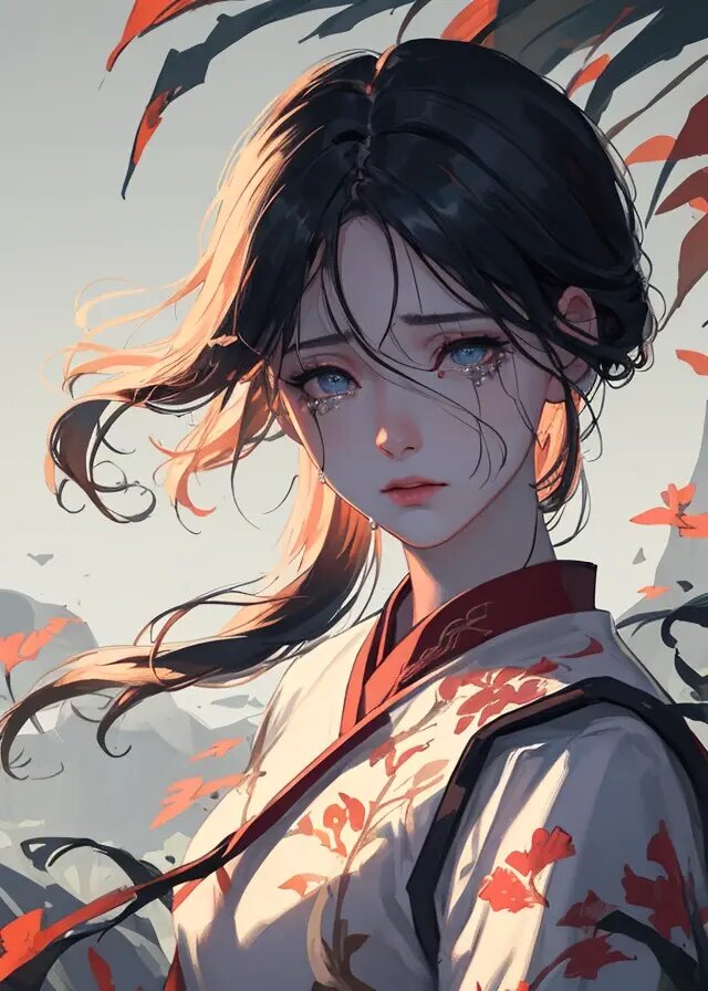 哭泣似梨花带雨,异瞳少女头像