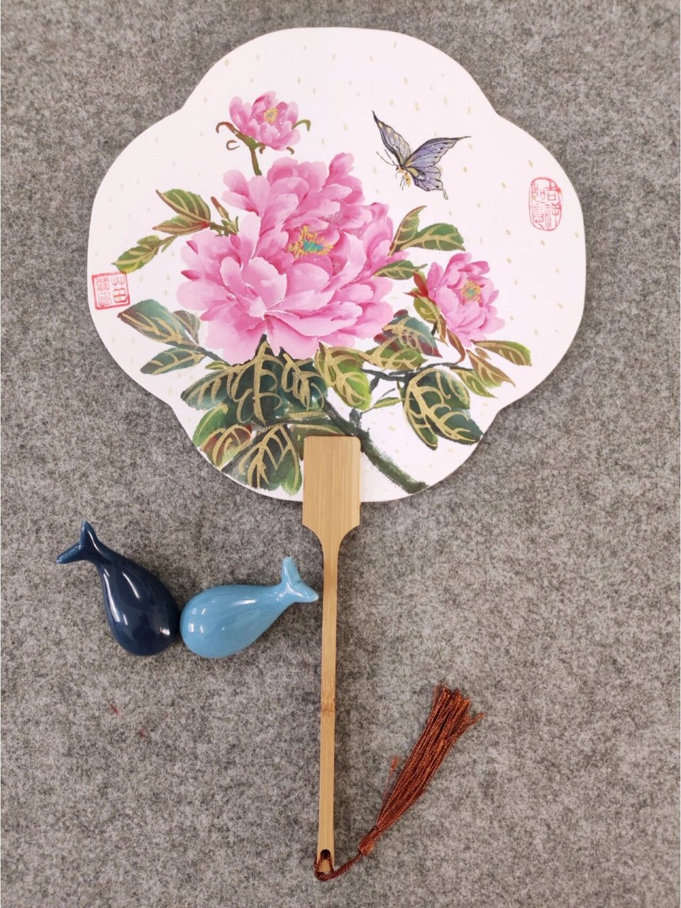 国画牡丹扇面 团扇国画牡丹