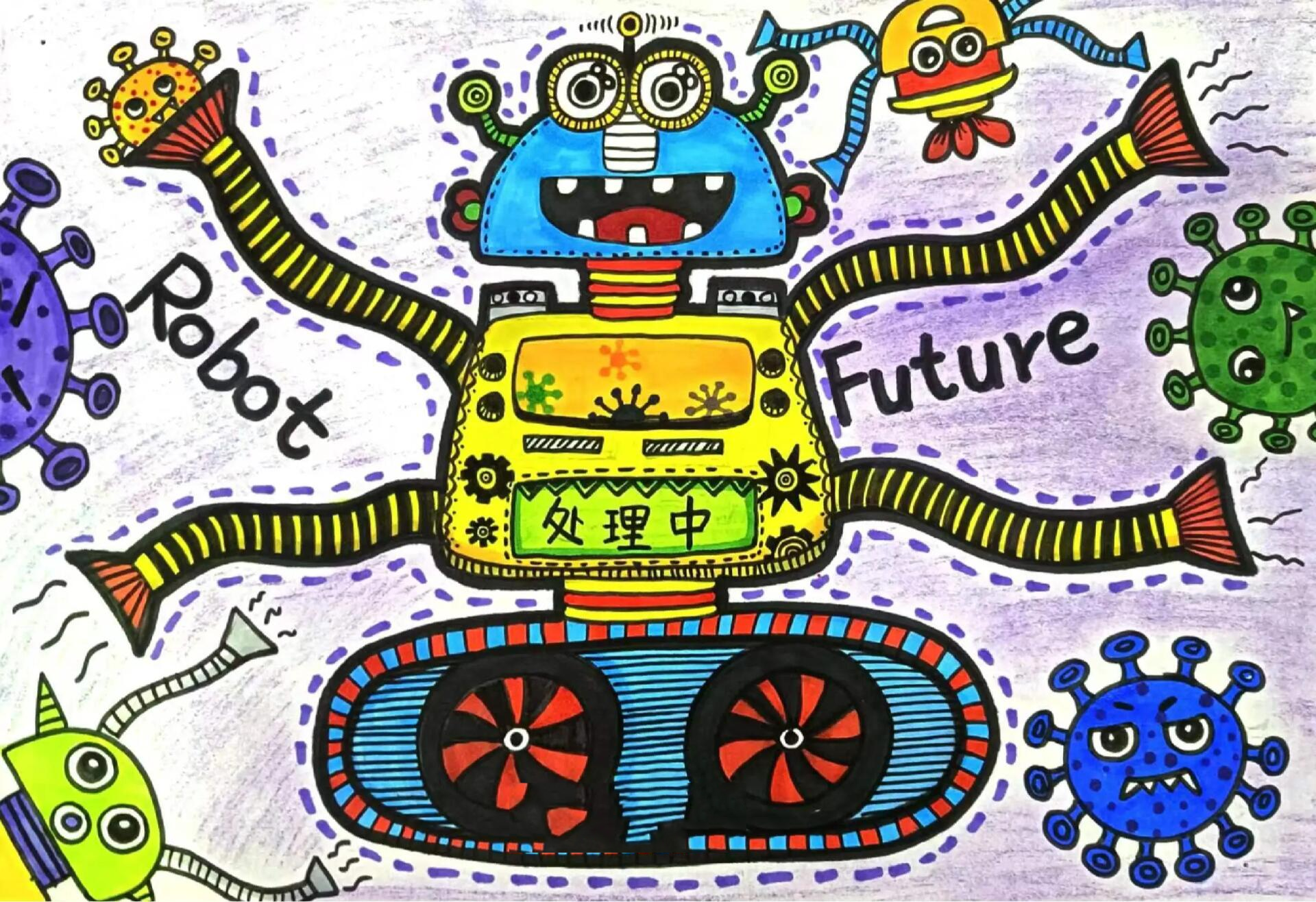 创意儿童画🎨未来机器人