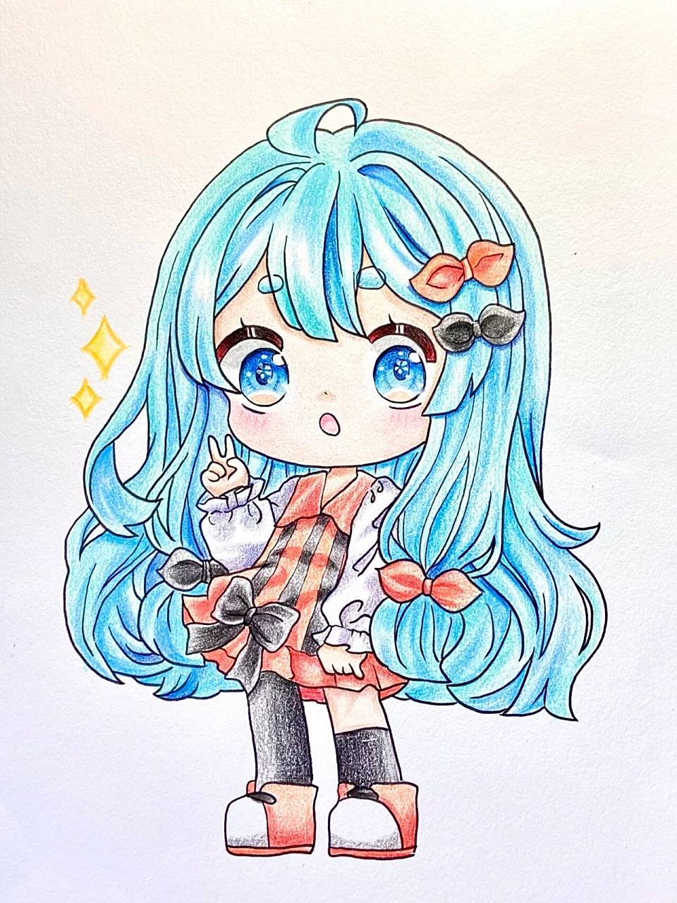 【比个耶7015】q版动漫人物彩铅手绘教程儿童画 96787878