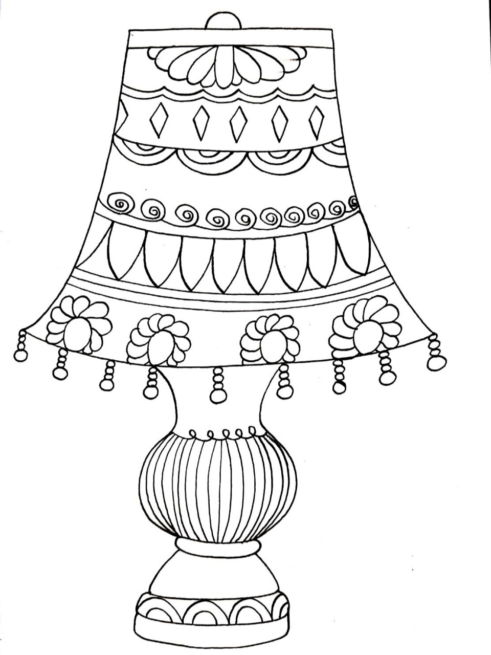 美丽的台灯 创意儿童画 简笔画 线描
