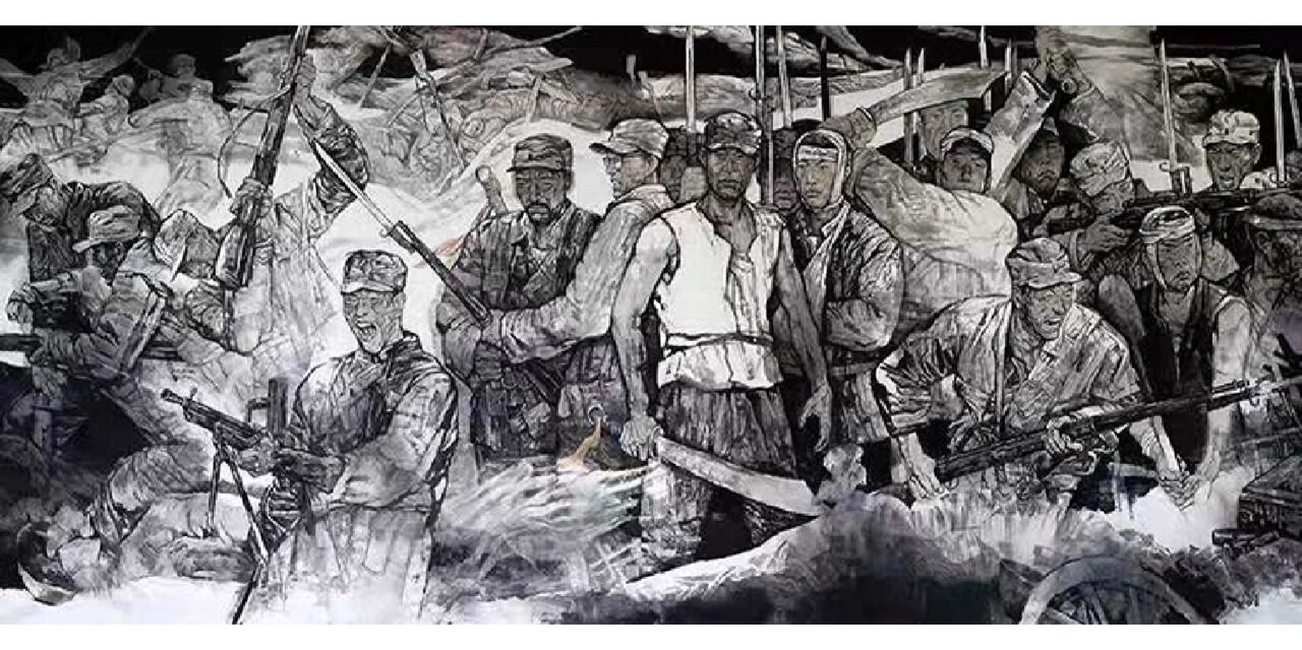 见证历史的时刻,让我们欣赏一组抗战国画 今天的这组国画,水墨表现力