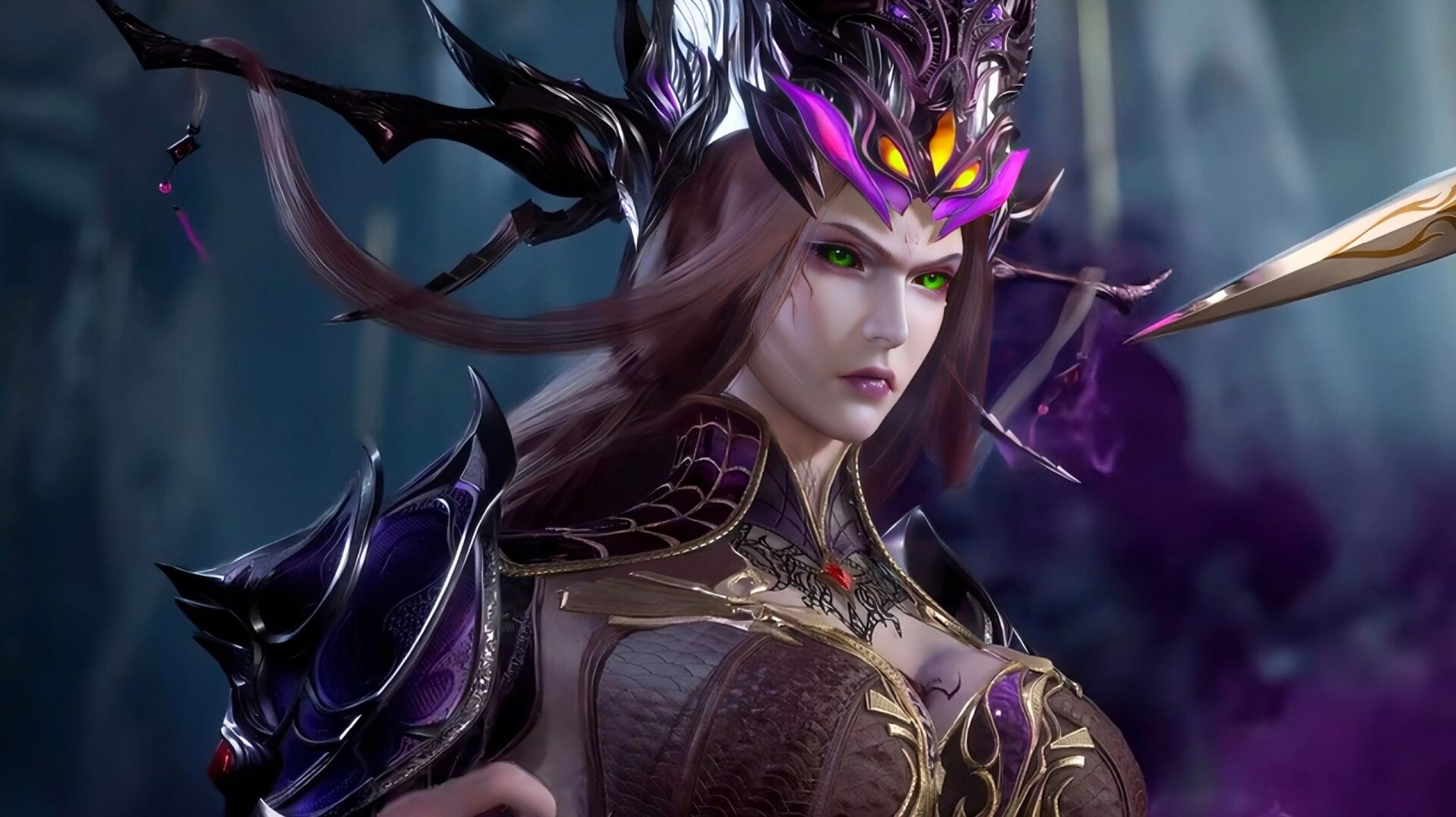 斗罗大陆——比比东神装壁纸 比比东最终也成神了,跟她修炼得挺像成了