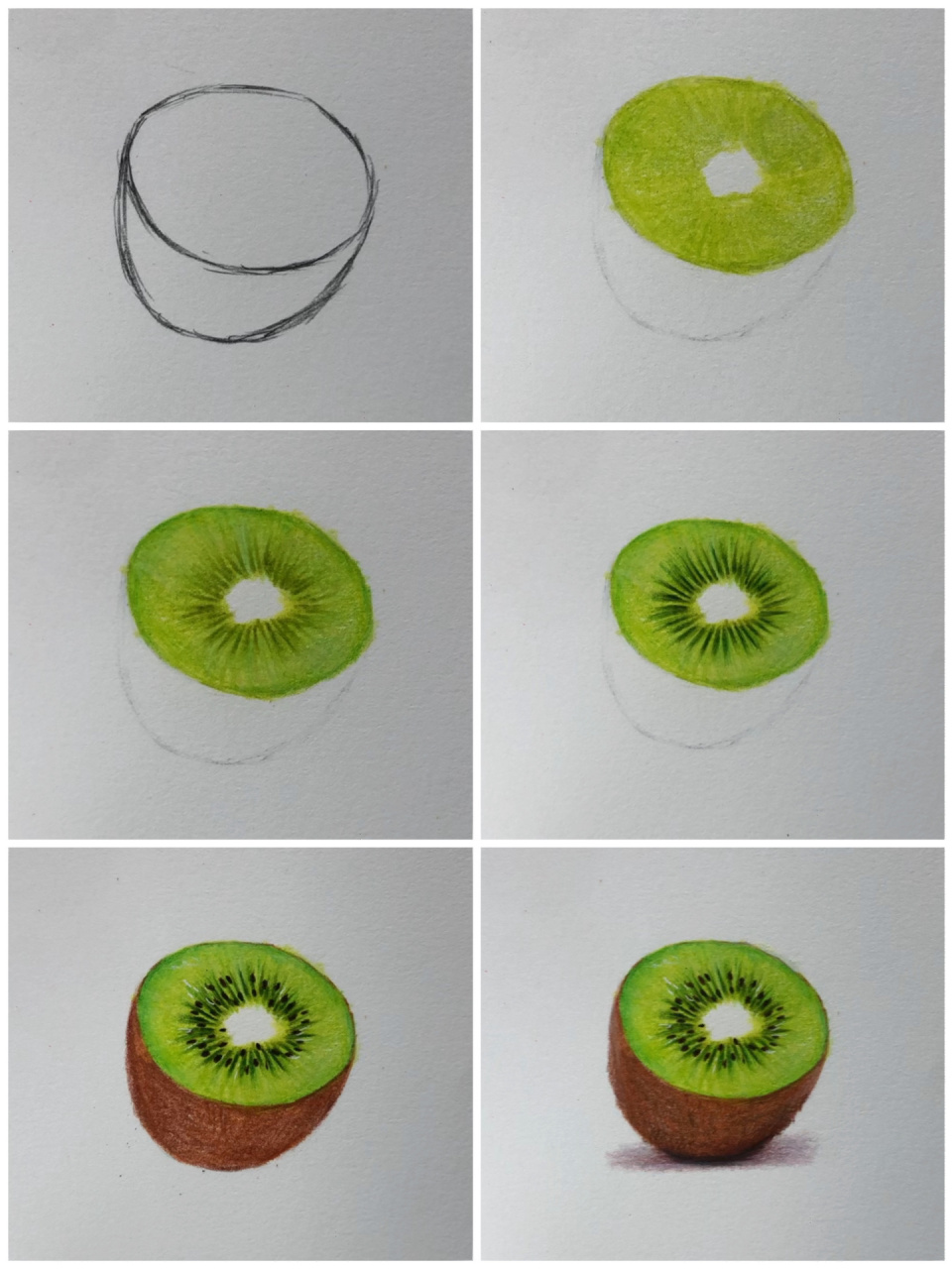 零基础彩铅:猕猴桃07详细绘画过程图