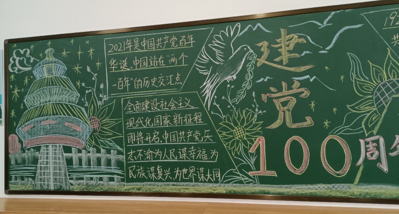 建党100周年黑板报