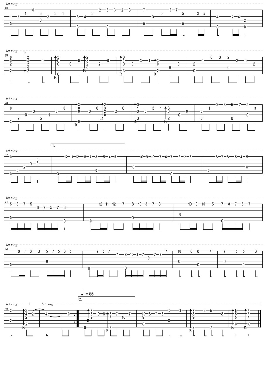 《风之丘》吉他指弹谱