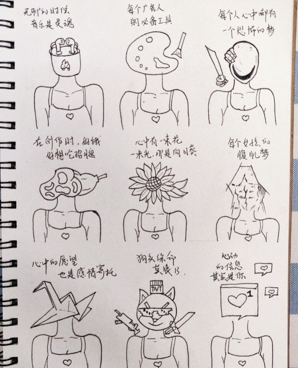 创意图形(置换) 置换图形脑袋/头部/人脑 真的是想到什么就画什么,画