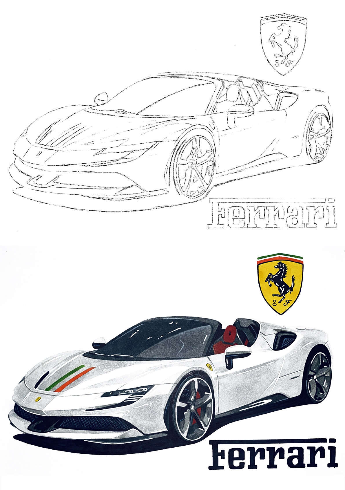 手绘 法拉利sf90