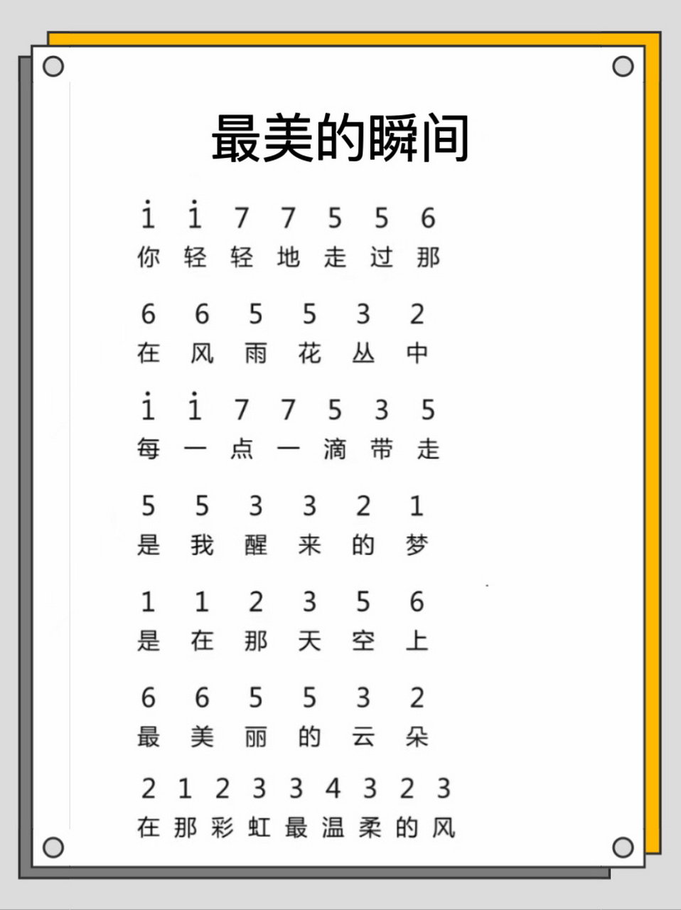 《最美的瞬间》简谱 这首歌是献给在疫情战斗中的白衣战士的,是一曲感