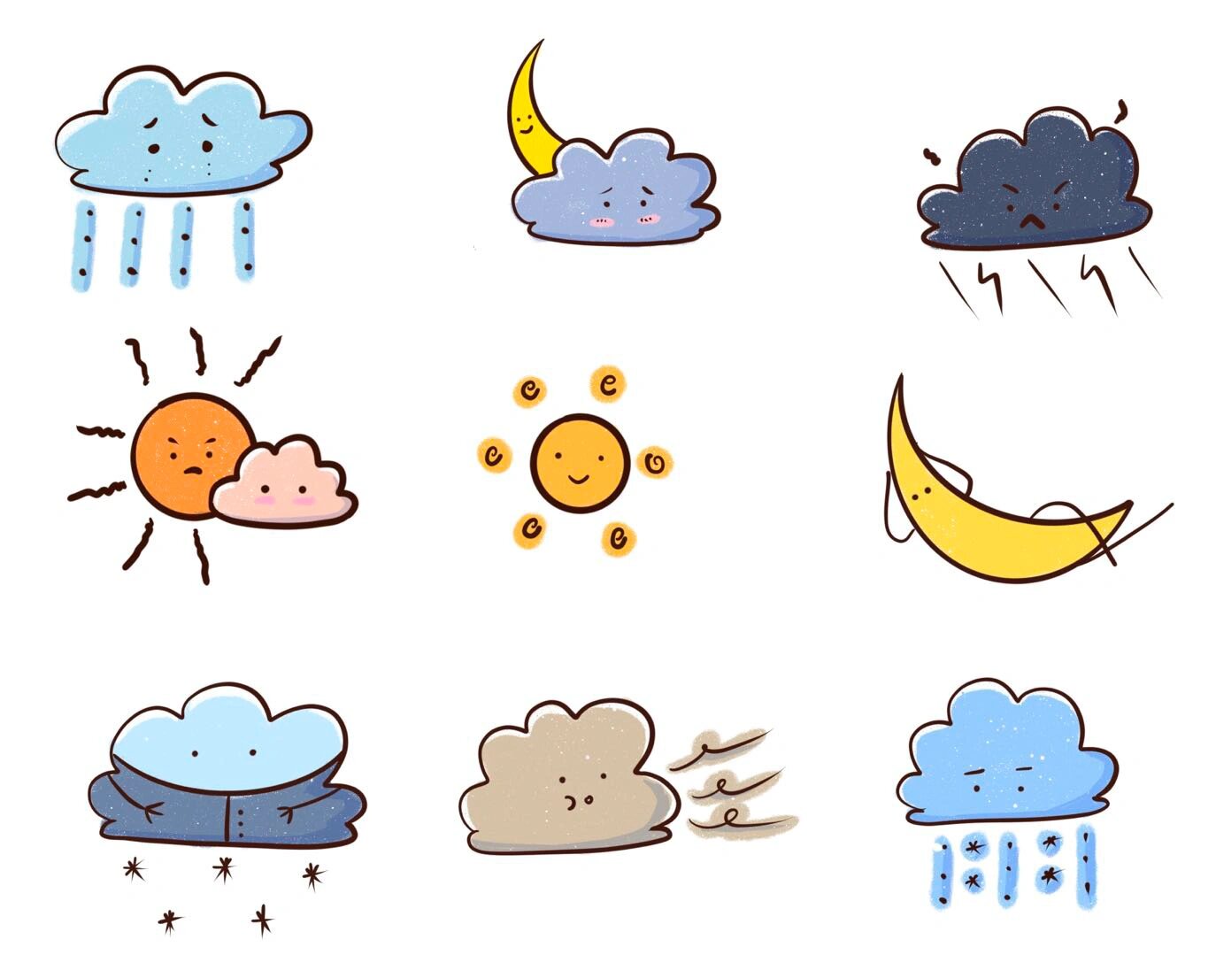 板绘小练习 天气晴雨表简笔画