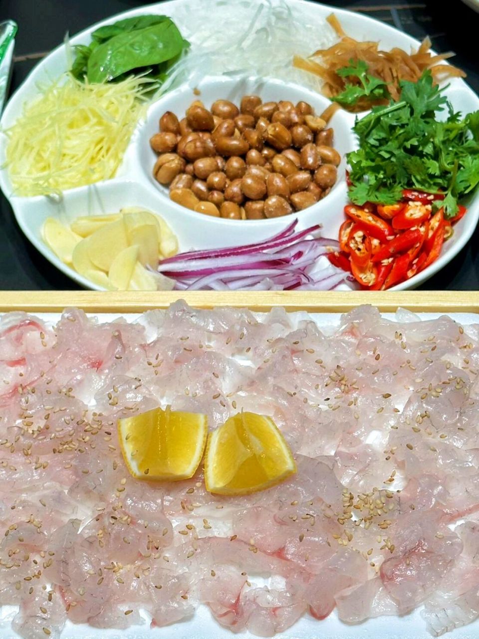 河西吃过n次的潮汕菜餐厅 	 潮汕鱼生是新鲜现sha的 白里透粉的鱼片裹