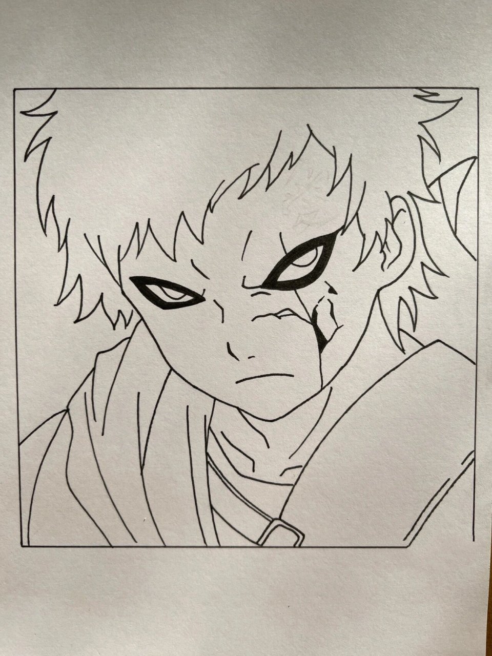 火影手绘| 我爱罗 附线稿过程 火影迷宝宝们快来画起来  ——— 边框