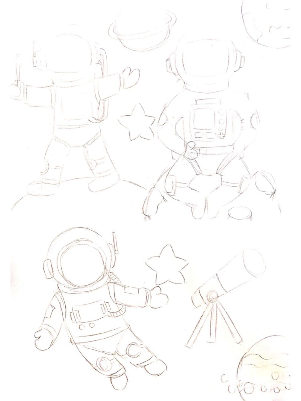宇航员简笔画 教程图片