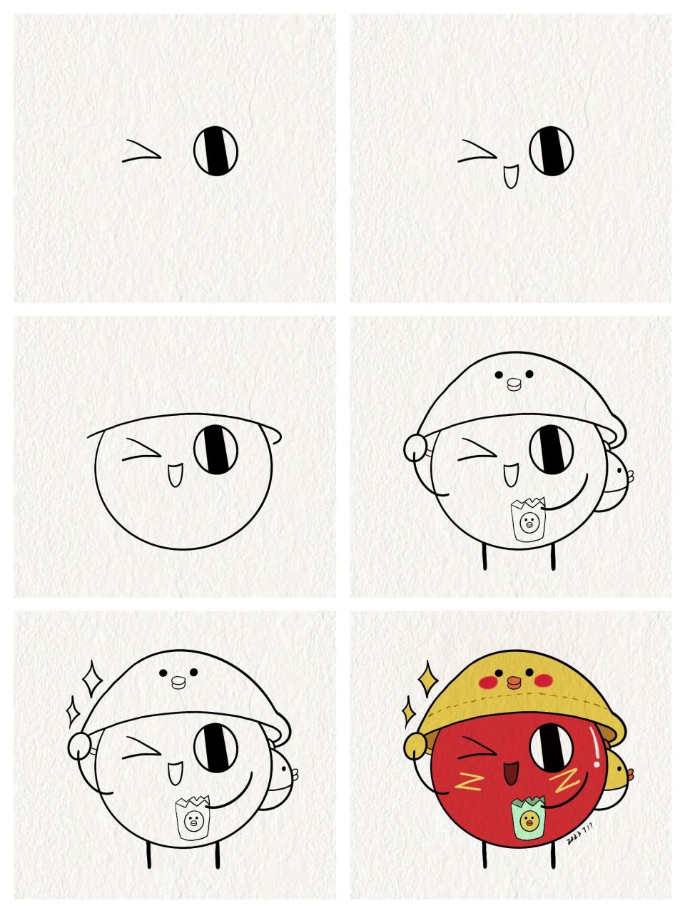 有手就会画的红小豆简笔画 红小豆来喽