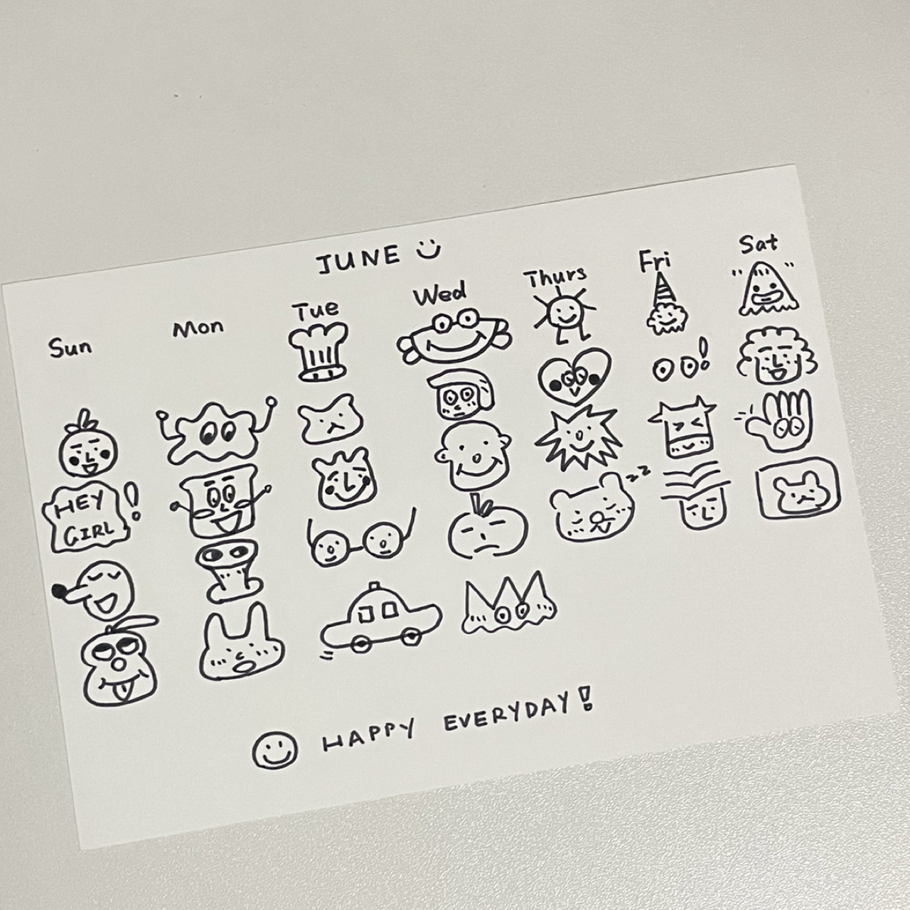 手绘|简笔画日历 六月日历出炉