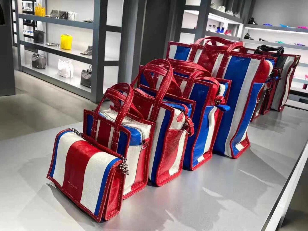 巴黎世家bazar s 红白蓝购物袋 蛇皮袋 手提 4980